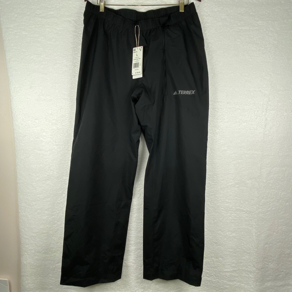 NWT Adidas Terrex Rain.RDY Men's‎ Large Black Waterproof Hiking Pants GM477